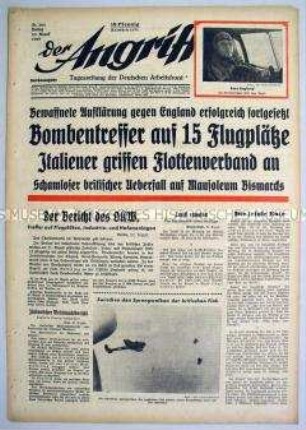 Tageszeitung "Der Angriff" u.a. zum Luft- und U-Boot-Krieg gegen England