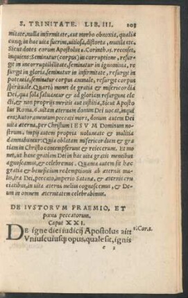 De Iustorum Praemio, Et poena peccatorum. Caput XXI.