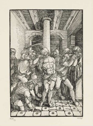 Geißelung Christi, aus: Ulrich Pinder, Speculum passionis domini nostri Jesu christi, Nürnberg 1519, S. XXXVII verso