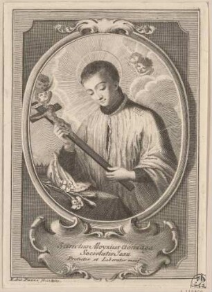 Der heilige Aloisius von Gonzaga mit dem Kruzifix