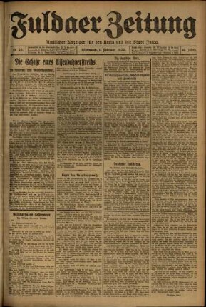 Erste Ausgabe vom Mittwoch, den 01. Februar 1922.