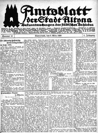 Nummer 10 : Sonnabend, den 6. März 1926