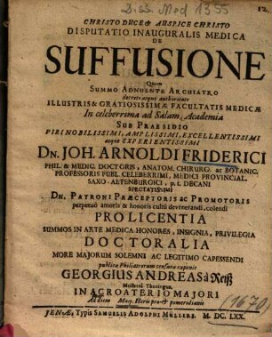 Disputatio Inauguralis Medica De Suffusione