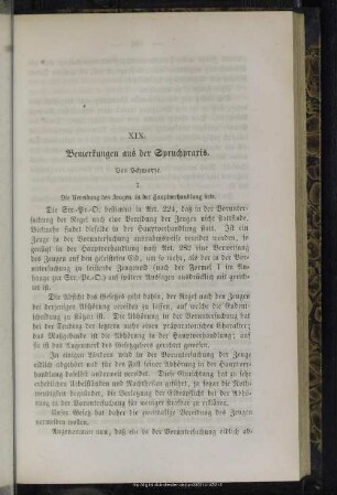 XIX. Bemerkungen aus der Spruchpraxis