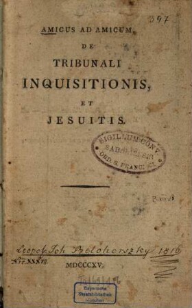 De tribunali inquisitionis et Jesuitis