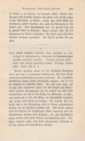 695-696 [Rezension] Canisius, Petrus, Beati Petri Canisii Epistulae et acta
