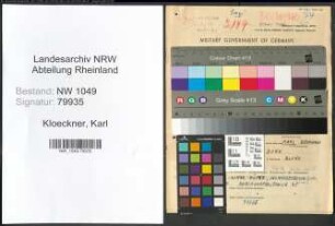 Entnazifizierung Karl Kloeckner , geb. 19.08.1891 (Sekretaer)