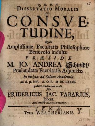 Diss. mor. de consuetudine
