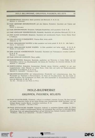 Holz-Bildwerke, Gruppen, Figuren, Reliefs (Nr. 133-154)