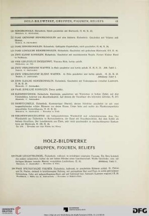 Holz-Bildwerke, Gruppen, Figuren, Reliefs (Nr. 133-154)