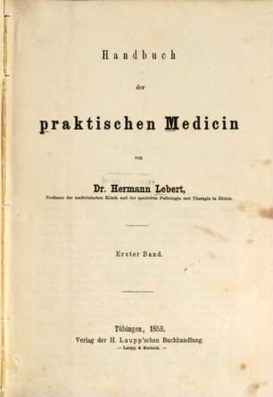 Handbuch der praktischen Medizin, 1