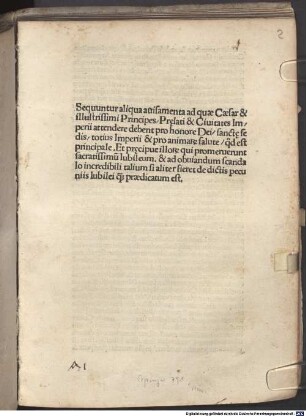 Avisamenta, ad quae Casar, Principes ... Imperii attendere debent ... pro animarum salute ... Et de pecuniis iubilaei cum scandalo colligendis