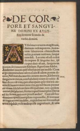 De Corpore Et Sanguine Domini Ex Augustini sermone secundo de verbis domini.