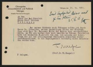 Naegeli an Dekan 24.10.1951