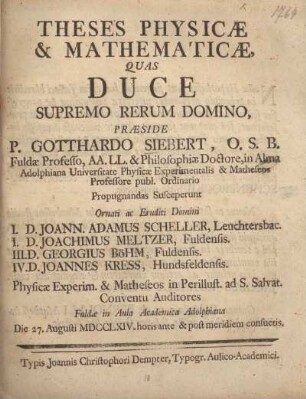 Theses physicae & mathematicae