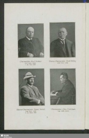 Obermeister Karl Richter - Ehren-Obermeister Emil Hilbig - Ehren-Obermeister Franz Seidel - Obermeister Otto Findeisen