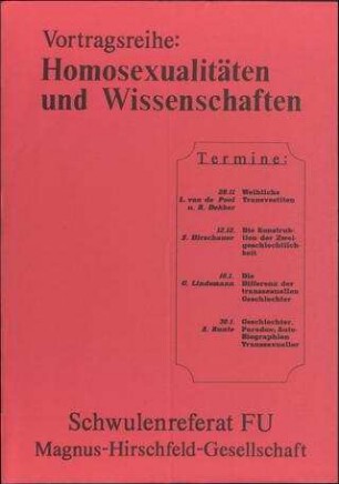 Homosexualitäten und Wissenschaften