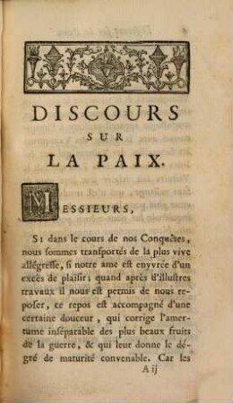 Discours sur la paix
