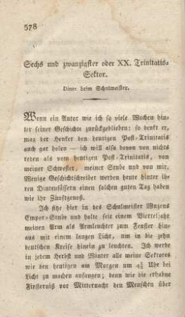 Sechs und zwanzigster oder XX. Trinitatis-Sektor. Diner beim Schulmeister