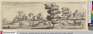 [Landschaft mit Erntehelfern und Heuwagen; Paysage avec saisonniers et un char à foin]
