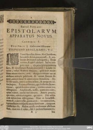 Eryci[i] Puteani Epistolarum Apparatus Novus. [Centuria I.]