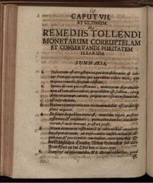 Caput VII. de Remediis Tollendi Monetarum ...