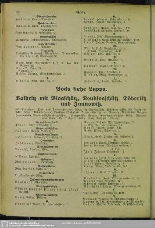 Bolbritz mit Bloaschütz, Neubloaschütz, Döberitz und Jannowitz