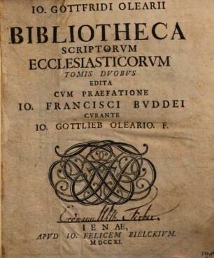 Bibliotheca scriptorum ecclesiasticorum, 1