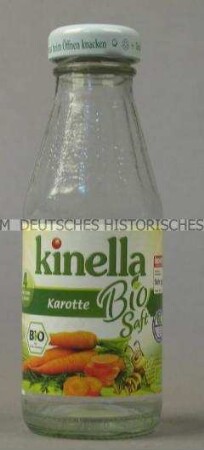Babynahrung: Bio-Karottensaft, leere Flasche