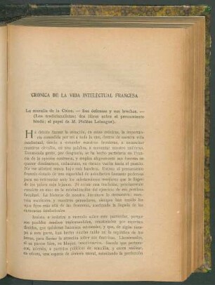 Crónica de la vida intelectual francesa