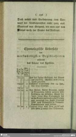 Chronologische Uebersicht der merkwürdigsten Begebenheiten während des Lebens des Agrikola
