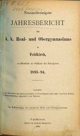 Jahresbericht des K.K. Real- und Obergymnasiums in Feldkirch : veröff. am Schlusse d. Schuljahres .... 1893/94 = 39