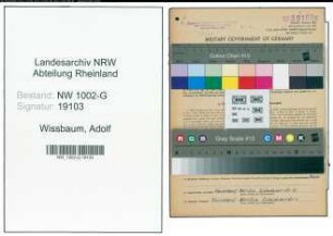 Entnazifizierung Adolf Wissbaum, geb. 10.06.1904 (Kellner)