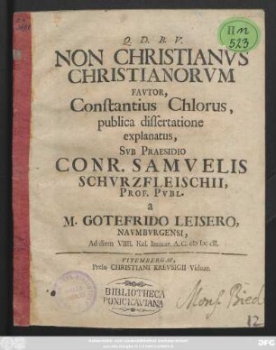 Non Christianvs Christianorvm Favtor, Constantius Chlorus