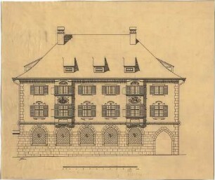 Fischer, Theodor; Hall / Tirol (Österreich); Postgebäude - Aufriss