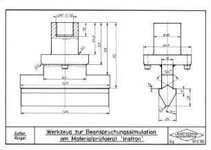 Werkzeug zur Beanspruchungssimulation am Materialprüfgerät "Instron"