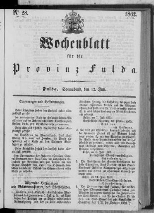 Nr. 28, Ausgabe vom 12. Juli 1862