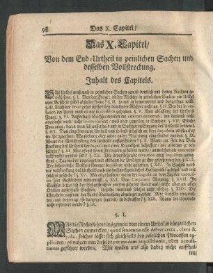 Das X. Capitel/ Von dem End-Urtheil in peinlichen Sachen und desselben Vollstreckung