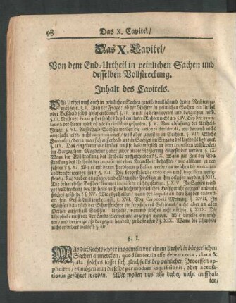 Das X. Capitel/ Von dem End-Urtheil in peinlichen Sachen und desselben Vollstreckung