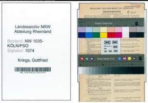 Entnazifizierung Gottfried Krings , geb. 08.08.1904 (Schlosser)