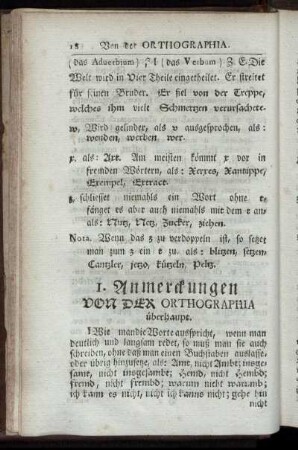 I. Anmerckungen von der Orthographia überhaupt.