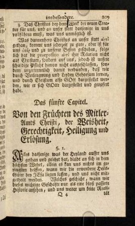 209-260, Das fuenfte Capitel