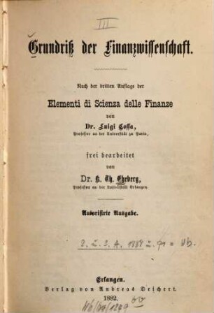 Grundriß der Finanzwissenschaft