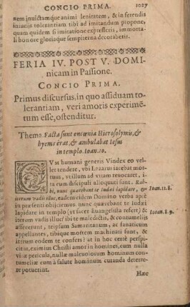 Feria IV. Post V. Dominicam Passione. Concio Prima [- Concio Qvinta.]