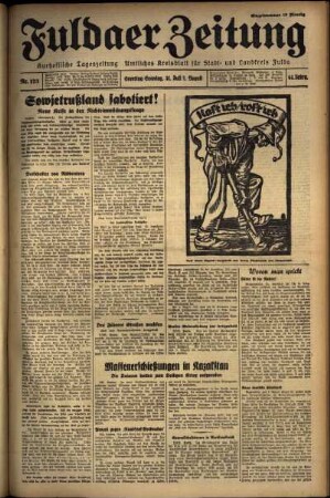 Erste Ausgabe vom Samstag, den 31. Juli 1937.