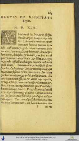 Oratio De Dignitate Legum