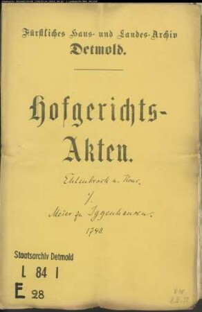 Ehlenbrock, Johann Henrich zu Waddenhausen gegen Meier zu Iggenhausen - Erbschaft