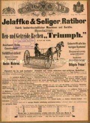 Heu- und Getreide-Rechen "Triumph."