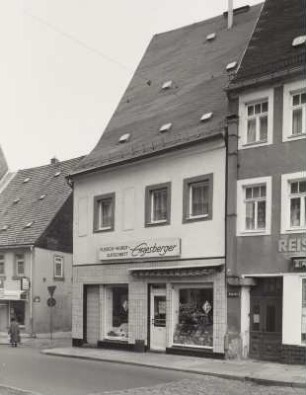 Mittweida, Wohnhaus mit Laden : Miiweida, Wohnhaus mit Ladeneinbau und Hinterhaus, Brühl 9/ Ecke Waldheimer Straße, nach 1693, 1918, Straßenansicht (Waldheimer Straße)