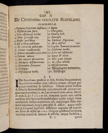 19-45, Cap. II. De Criminibus Cognatis Scopelismi.